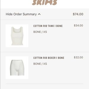 Skims Ribbed Tank and boxer Set in Bone